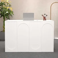 Reception Desk for Small Spaces, Modern Retail Counter Checkout, Front Counter Desk with Lockable Drawer, for Lobby,Beauty Salon 1