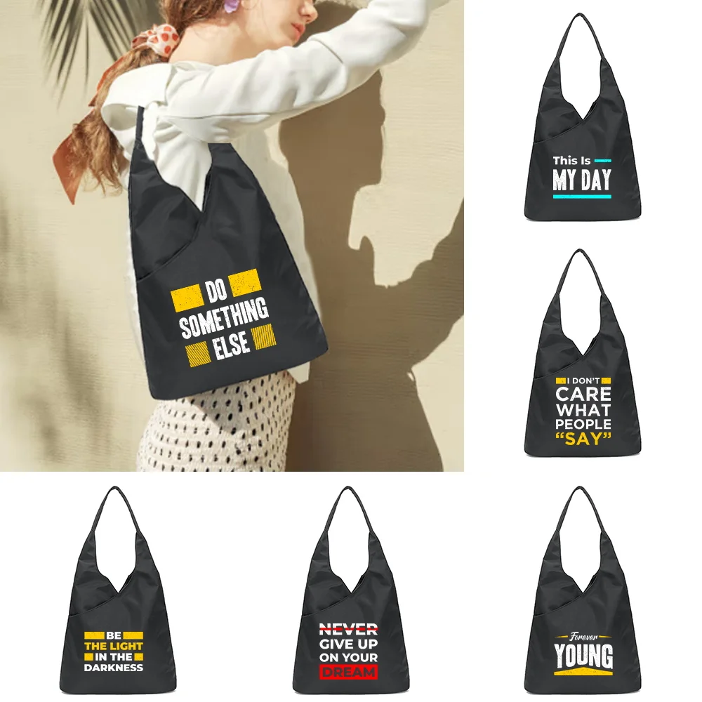 

Shoulder Handbag Tote Bags Female Soft Environmental Storage Reusable Girls Phrase Interest Printed Small and Shopper Totes Pack