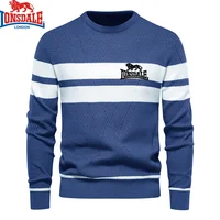 Embroidered LONSDALE Mens Boys Winter Stripe Sweater Thick Warm Pullovers Men's O-neck Basic Casual Slim Comfortable Sweaters 1