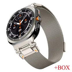 Luxury Magnetic Milanese Stainless Steel Watch Strap, No - Gap Design - Galaxy Watch Ultra (Titanium Color - BOX)