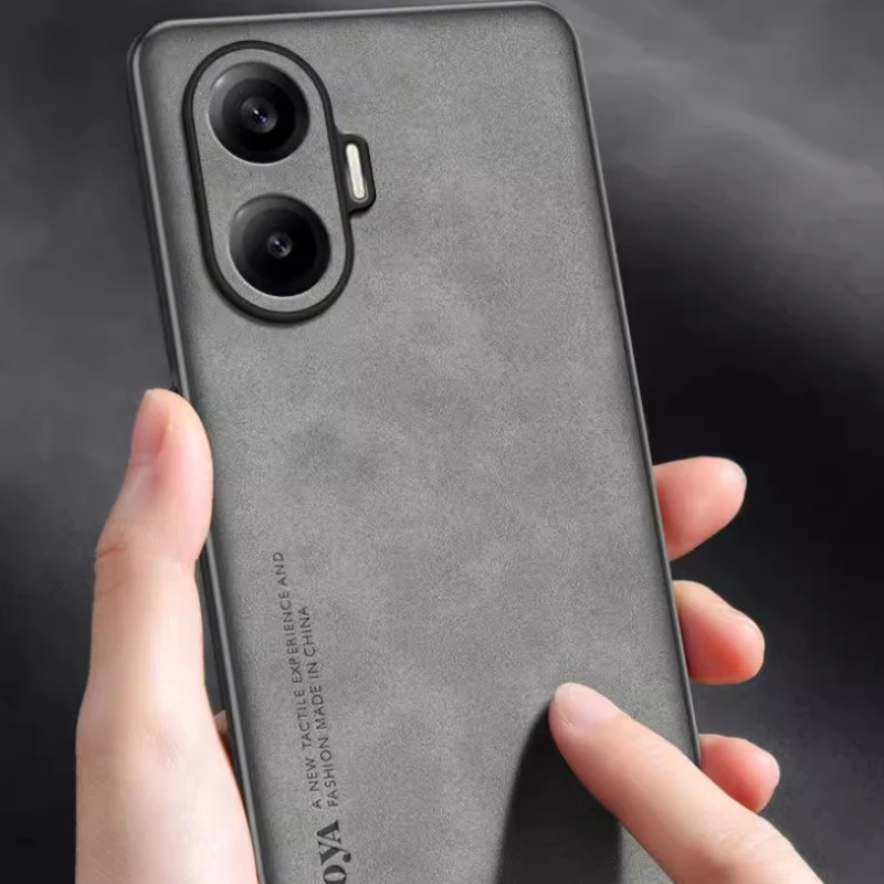 Luxury Skinsheep PU Leather Case with Camera Protection and Shockproof Silicone Bumper