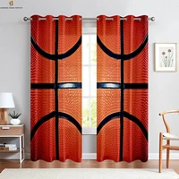 Flame Basketball Sports 3D Printed Curtains Bedroom Living Room Kitchen Decorative Curtains Home Decor 2 Pieces 2