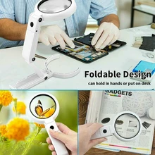 

LED Folding Light Magnifier for Book Newspaper Reading Portable 5X 11X Magnifying Glass Handheld Foldable Loupe Magnifying