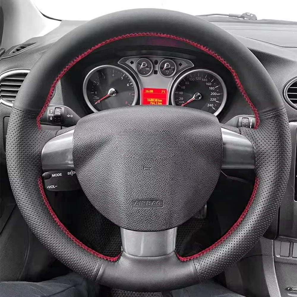 Lenkrad koffer hand genähte Auto lenkrad abdeckung aus Mikro faser leder für Ford Focus 2 2008-2015 3-Speichen-Autozubehör