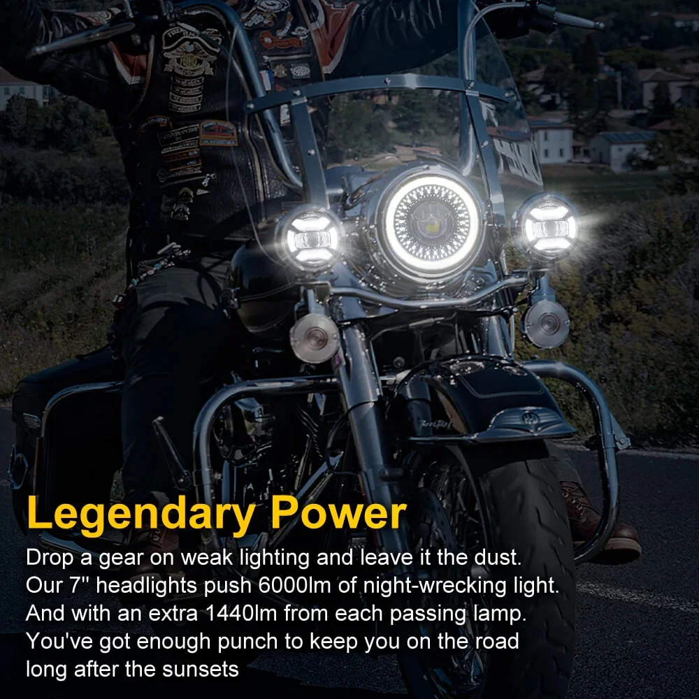 7 Inch LED Motorcycle Headlight for Harley Davidson Electra Glide Road King Softail with High Beam/Low Beam/DRL Super Bright detail image 4