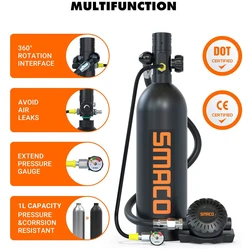 SMACO S400Pro Scuba Diving Tank Equipment Portable Snorkeling Oxygen Tank Air Scuba Diving Spare Respirator 1L Refillable Design