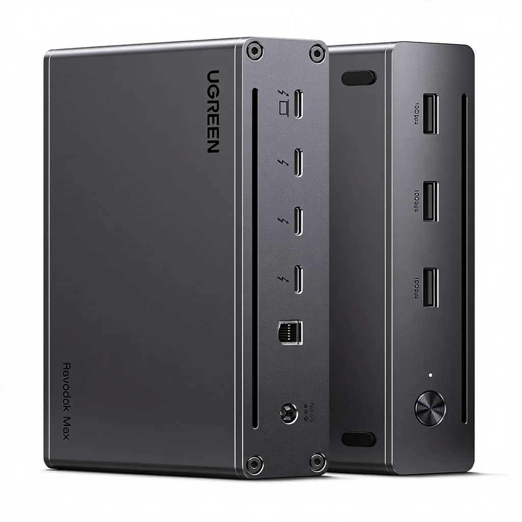 유그린 4 도크 8-in-1 40Gbps 허브 3xTB4 듀얼 4K60Hz/싱글 8K 디스플레이 85W 충전 기가비트 이더넷 3xUSB 3.2 포트
