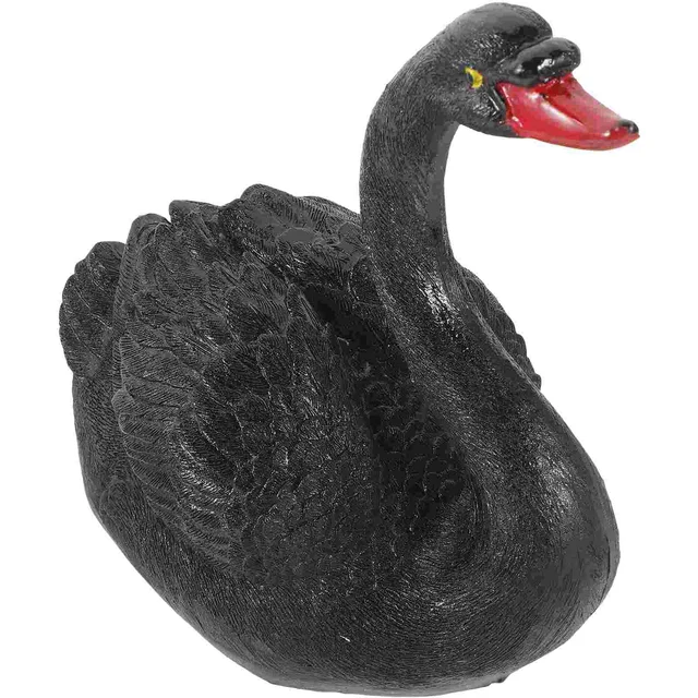 Úszó Hattyú Szobor Dekoráció Gyanta Állatok Fekete Fehér Dekorációk Gyeptó Gyanták