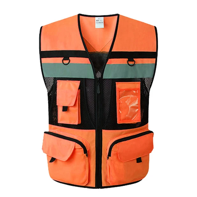 Workwear Vest with Multi Functional Pockets Working Vest for Men Construction Building Work Waistcoats