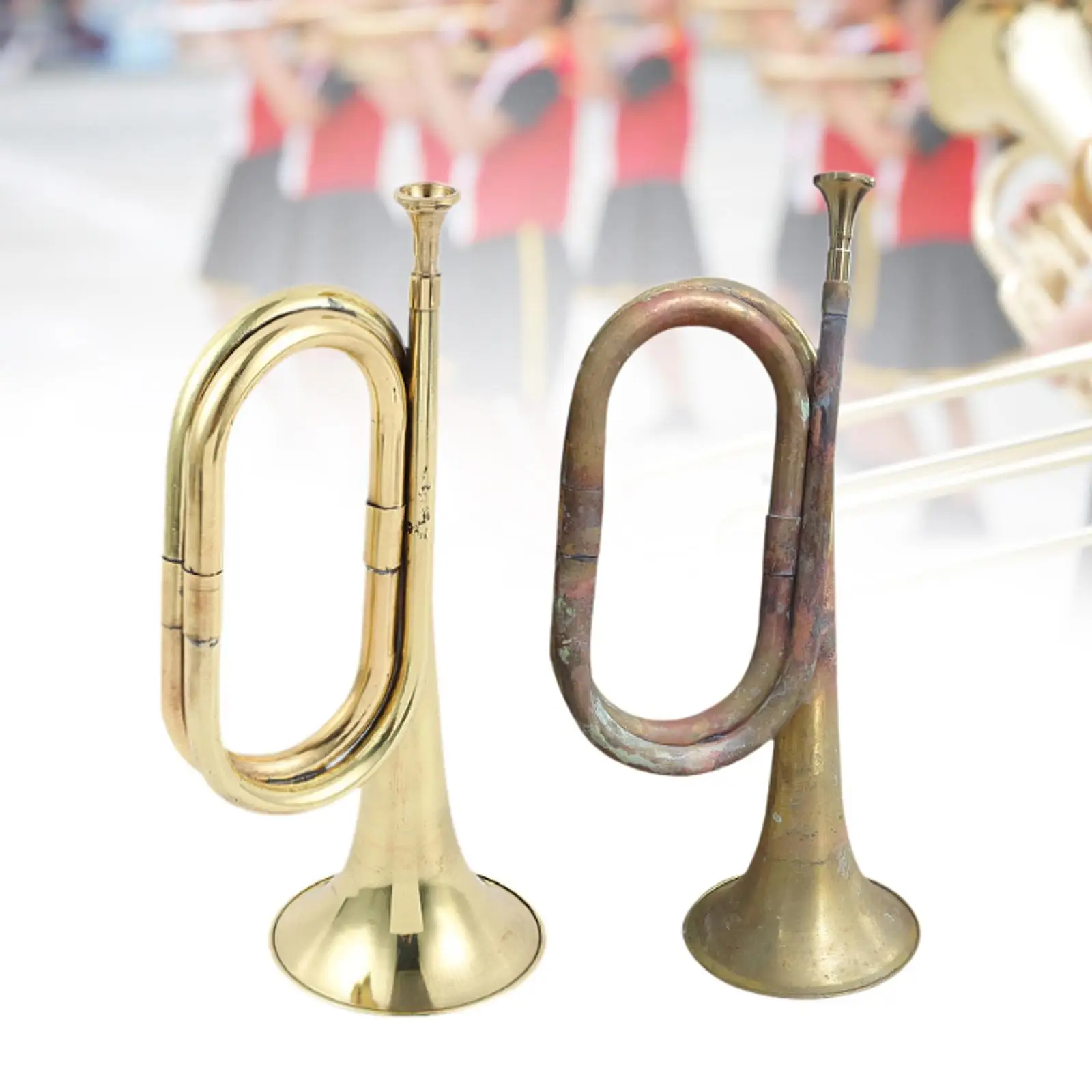 Trumpet Small Brass Bugle Musical Instrument with Mouthpiece Scouting Trumpet Musical Brass Instruments Accessories