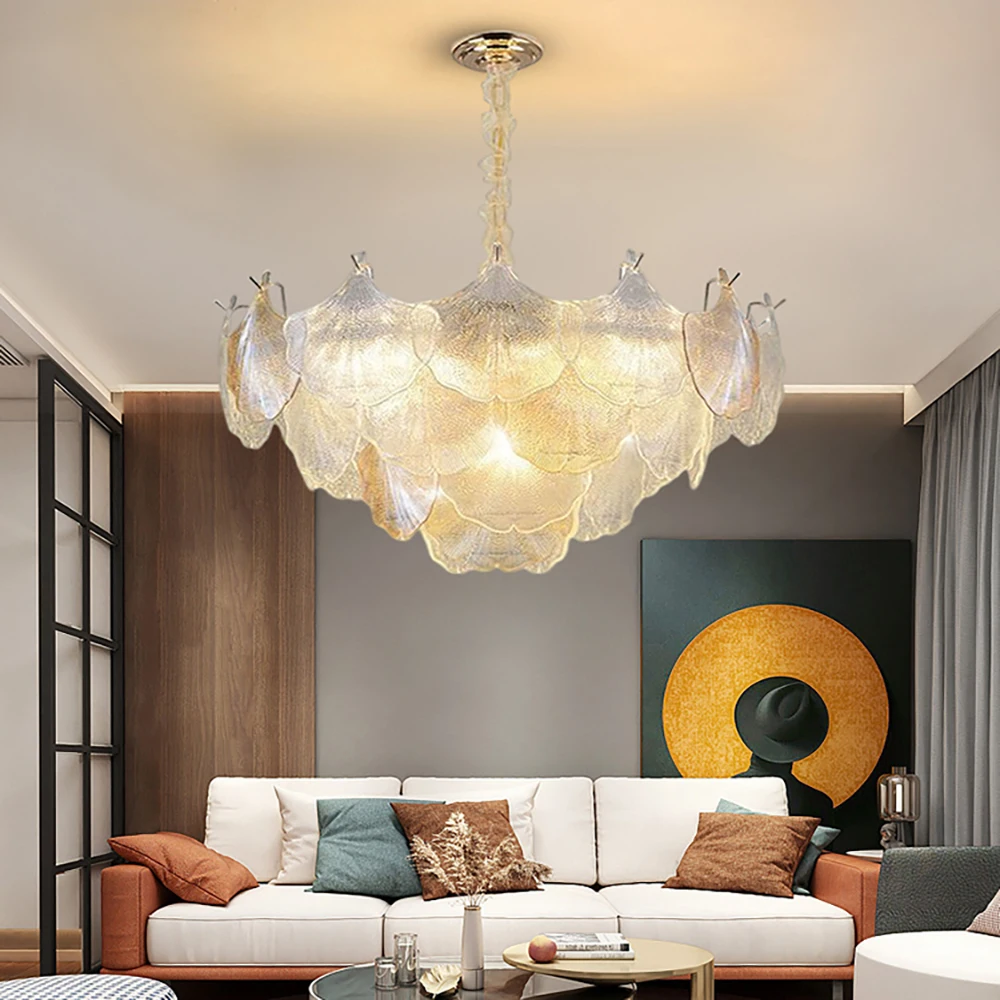 

Living Room Bedroom Maple Leaf Chandelier Dining Room Office Ceiling Light Cloakroom Study Lighting Tool E14 Three-Color Light