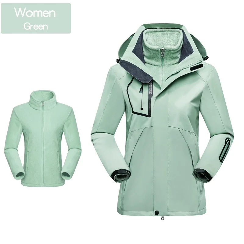 Skiing Jackets 3 In 1 Men Women Winter Warm Ski Hooded Jacket Windproof Waterproof Wear-resisting Outdoors Hiking Climbing Coat winter jacket ski jacket