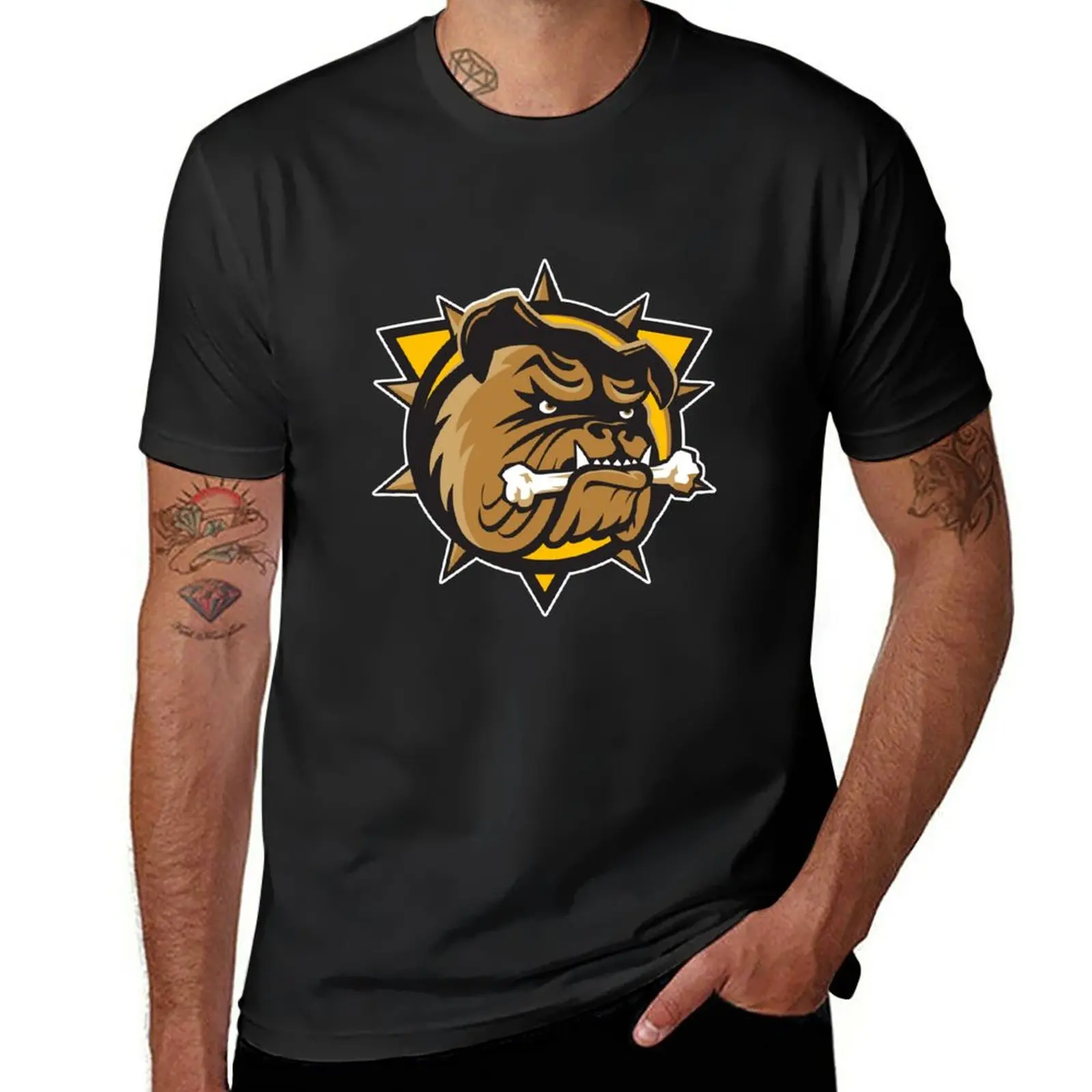 New Hamilton Bulldogs Meme Logo T-Shirt Vintage T-Shirt Corta T-Shirt Vintage Maglietta Grafica Magliette Divertenti Da Uomo