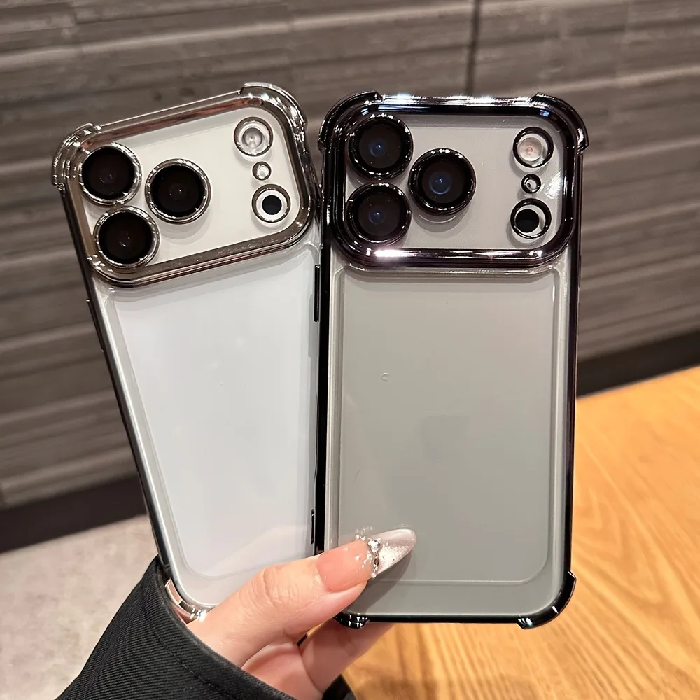 Premium Shockproof Transparent Phone Case with Luxury Plating Finish