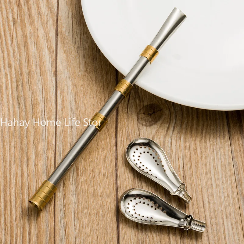 Drinking Straw Yerba Mate Tea Spoon Drinkware Stainless Steel Reusable Straws Metal Washable Tea Filter Cocktail Drinkware Bar drinking straws tea filter metal straw set cocktail accessories