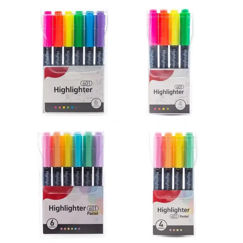 

Multi-purpose Highlighters 4 Colors 6 Colors Markers Oblique Tip Non Toxic Colored Marker Pen for Note Taking Coloring Dropship