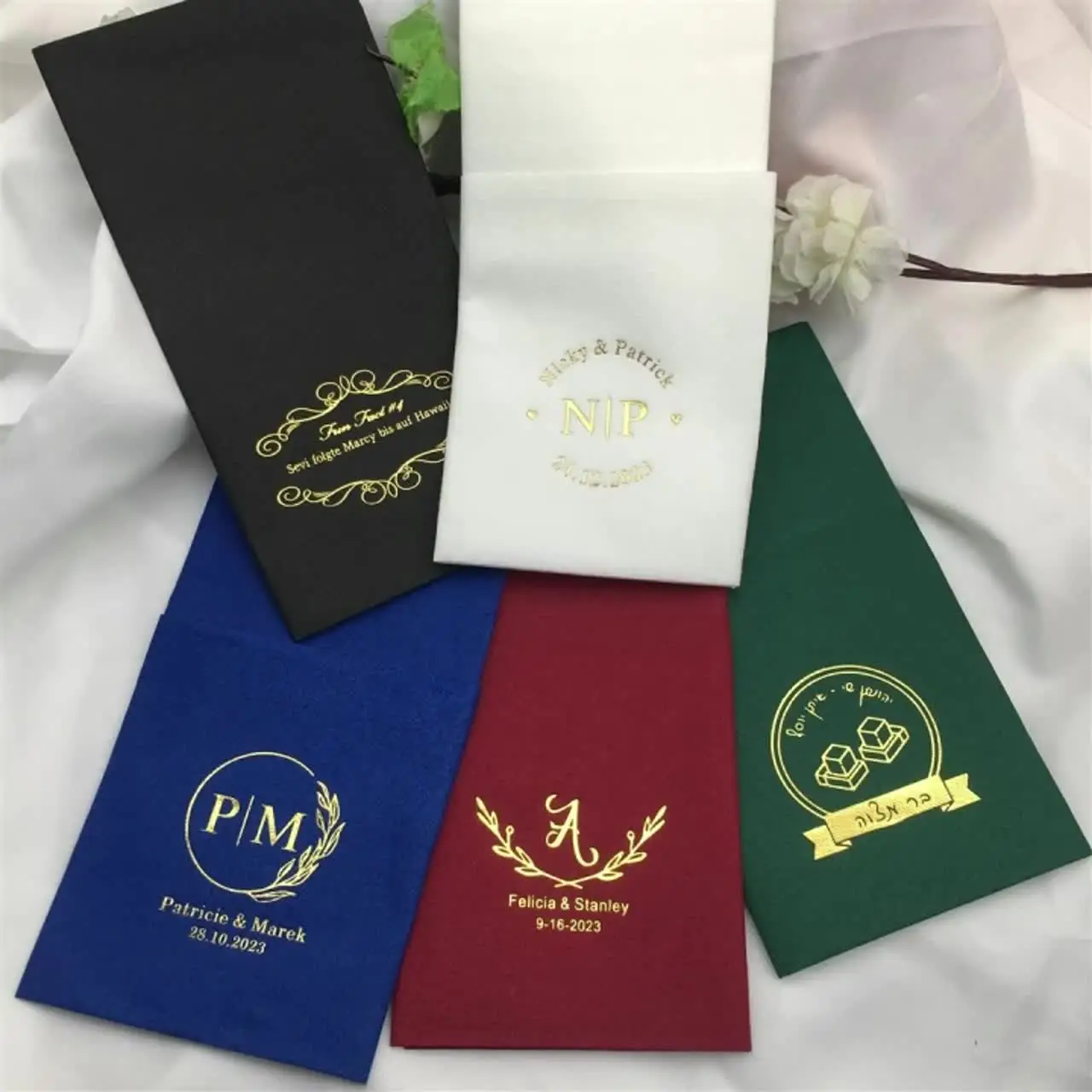 50 шт. персонализированные салфетки золотая фольга Bedruckte Servietten на заказ свадебные