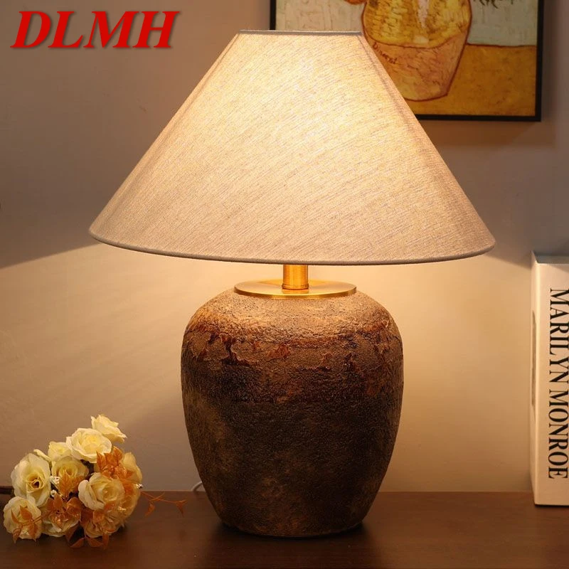 

DLMH Nordic Ceramic Table Lamp Modern Art Living Room Bedroom Study Villa LED Originality Desk Light