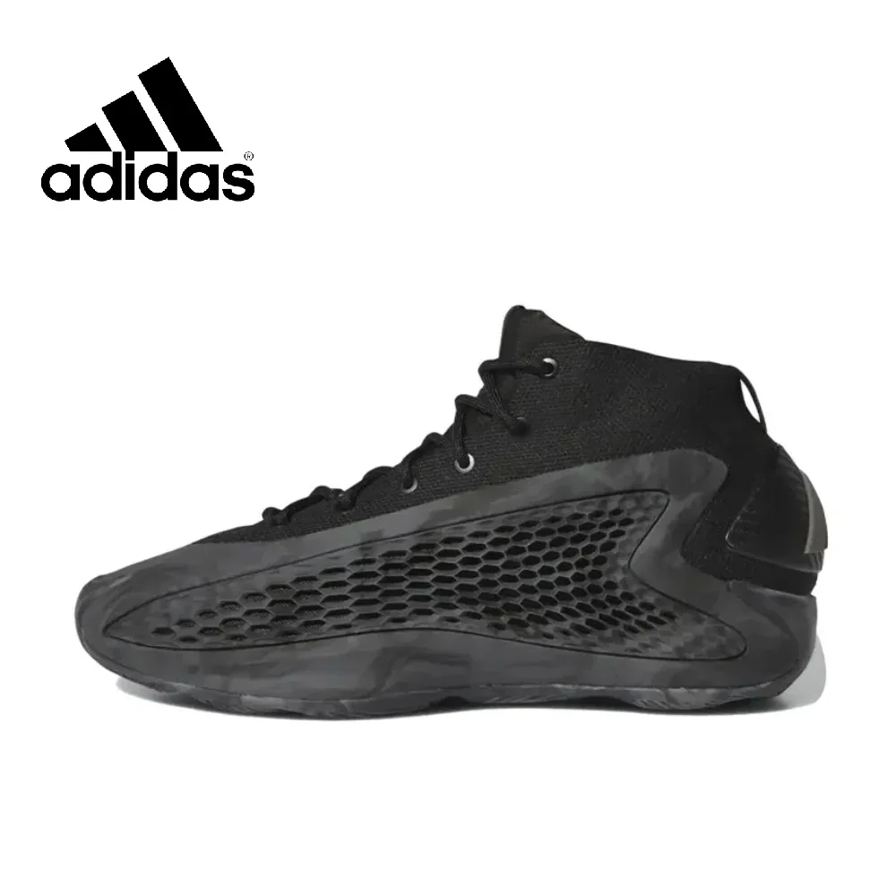 thumbnail image 1 of Zapatillas de baloncesto Adidas Original AE1 negras y grises de caña media con absorción de impactos y antideslizantes para hombre, 1 of 4