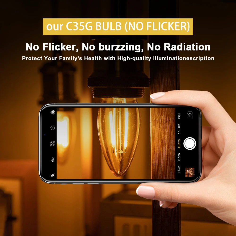 디 밍이 가능한 C35G 앰버 유리 E14S Led 전구 220V 필 라 멘 트 램프 6W 촛불 조명 따뜻한 흰색 2000K 교체 가능한 샹들리에 장식
