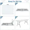 Goplus Folding Tables, 6Ft Foldable Plastic Card Table, Portable Heavy Duty Fold Up Table W/Handle, White Outdoor Utility 6