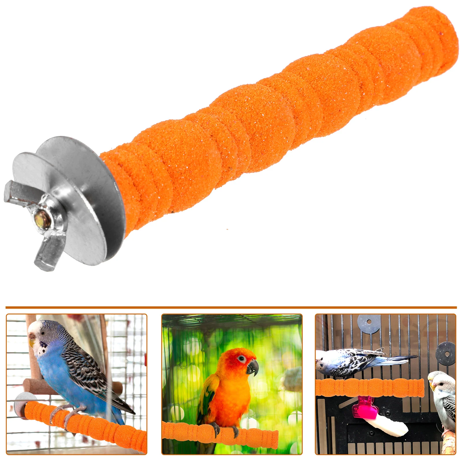 

Paw Grinding Stick Rough Surfaced Parrot Perch Stand Parakeet Cockatiel Conure African Grey Macaw Finch Bird Cage Random Color