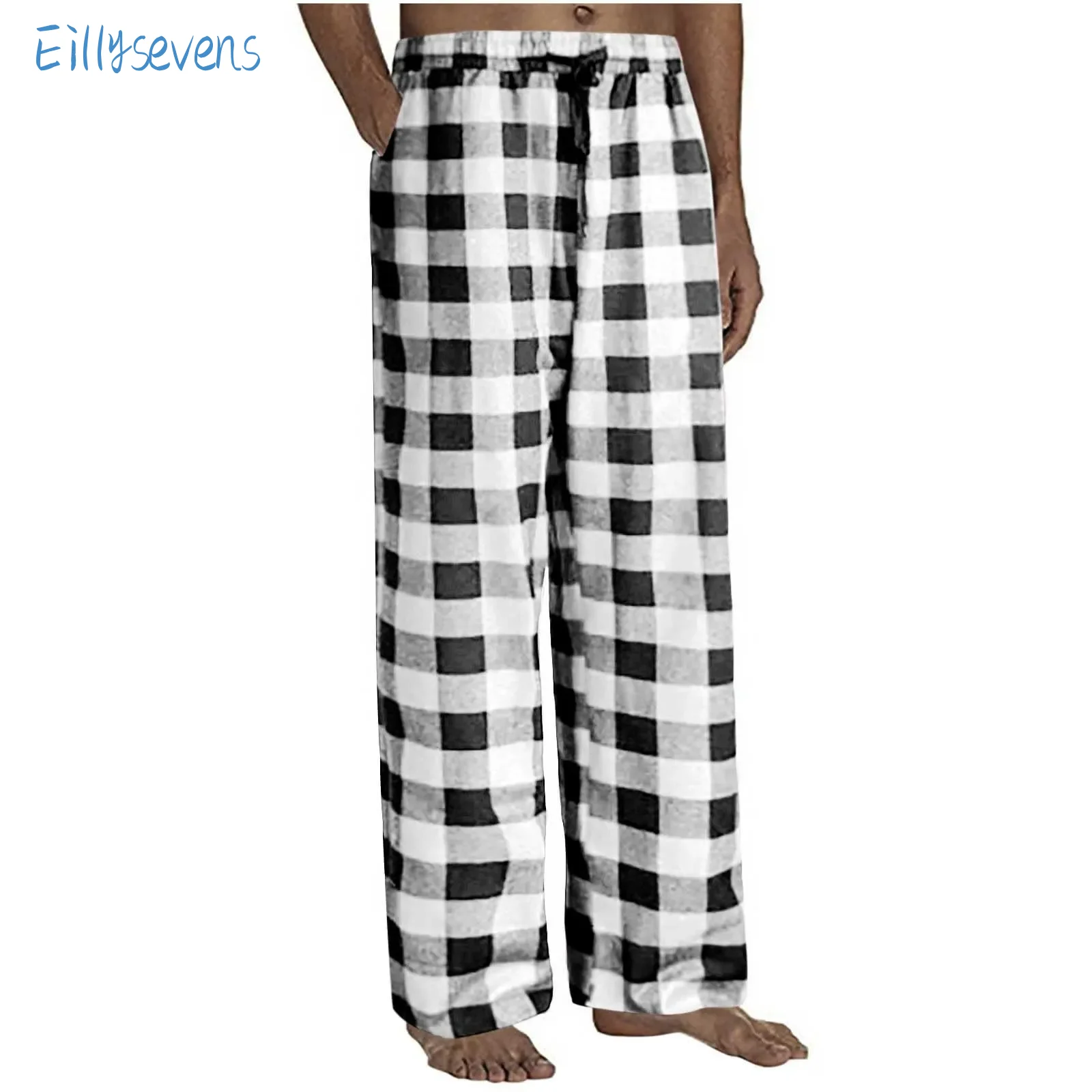 

Full Seasons Plaid Pants Men S-3xl Casual Straight Loose Trousers Classic All-Match Sports Harajuku Drawstring Home Pajama Pants