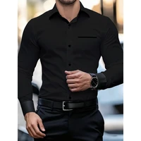 Chemises pour hommes, chemises décontractées à manches longues pour hommes, chemise à double boutonnage style anglais, chemise à revers, vêtements pour hommes, hauts de mode pour hommes 2