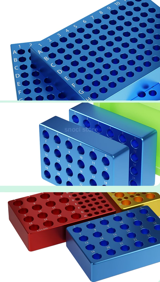 Aluminium-Eisbox, 0,2–50 ml, Zentrifugenröhrchen, Eisblock, Niedertemperatur-Thermostat, vorgekühltes Mehrzweck-PCR-Einfriermodul, 1/ Stück – Detail 4