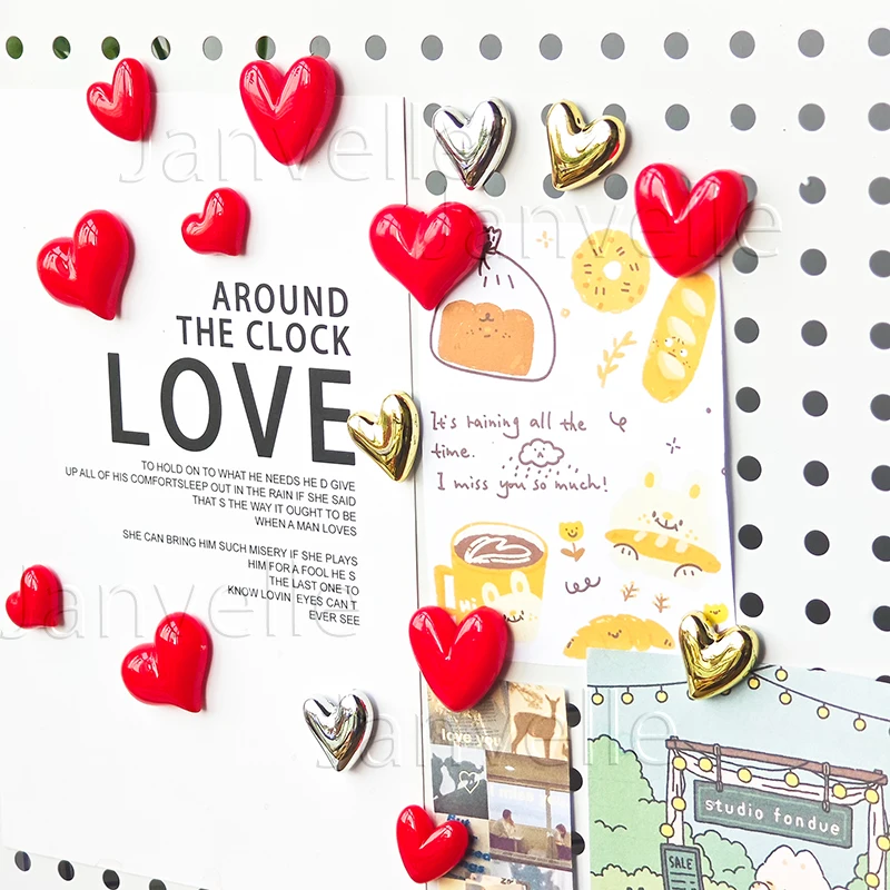 10PCS Fridge Magnets Heart Refrigerator Stickers 20mm Cute Small Magnet For Fridge Gold Silver Office Whiteboard Locker Magnetic magnetic fridge magnets magnetic sticker magnetic fridge stickers