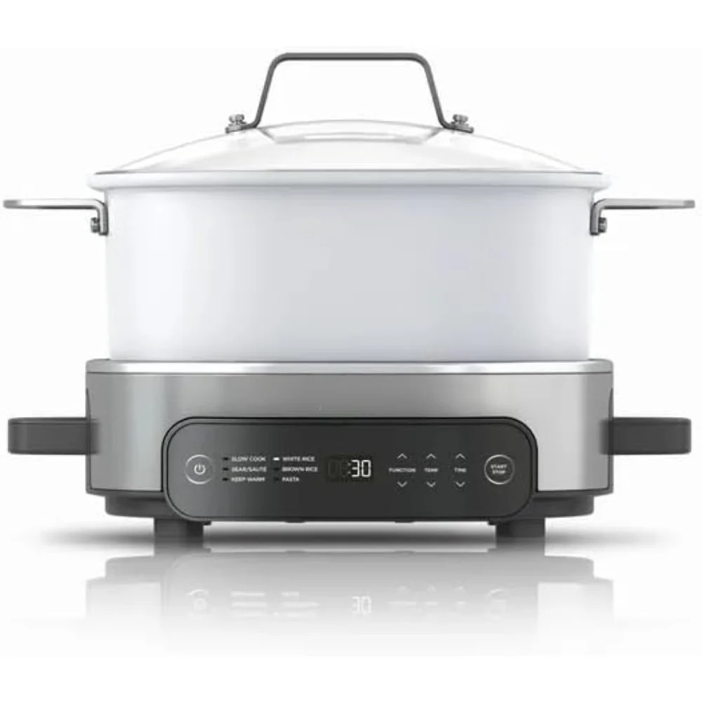 Slow Cooker 6.5 QT One-Pot Cooking Adjustable Temp Control Replaces 10 Cooking Tools Electric 6-in-1 Slow Cooker