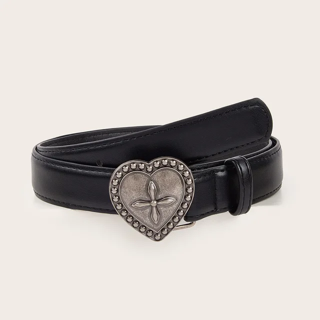 Gothic Fashion Vintage Peach Heart Cross Belt for Women  Y2k Belt Diesel Belt for Lady Luxury Designer Jeans Dress Accessories