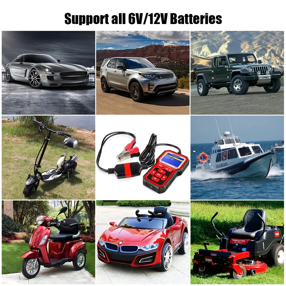 KONNWEI-KW681 6V 12V 자동차 오토바이 배터리 테스터 Obd 2 자동 진단 도구, 2 인 1 2000 CCA 자동차 진단 Obd2 스캐너
