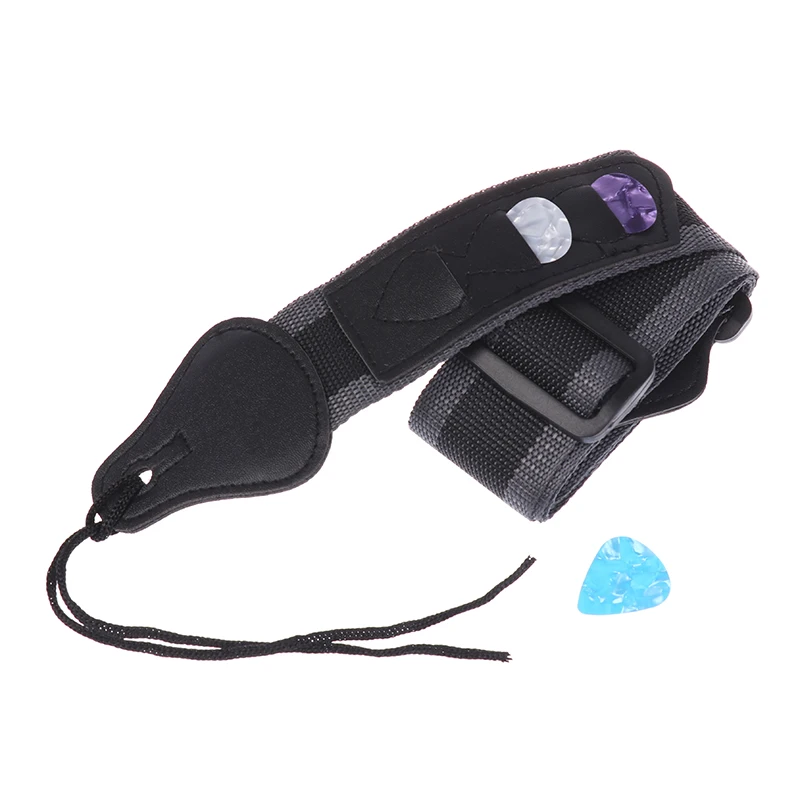 Adjustable Electric Guitar Strap with 3 Guitar Picks Holders PU Leather Ends Acoustic Bass Strap Belt Accessories