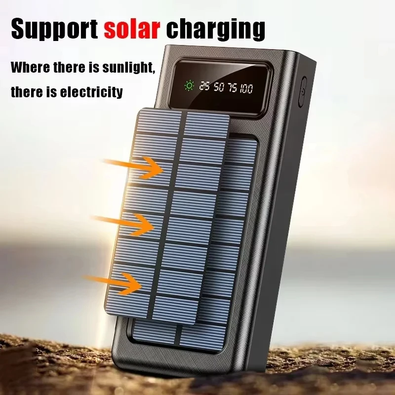 Batteria solare ricaricabile esterna ad alta capacità con caricatore solare portatile Power Bank con 4 cavi per iPhone Samsung 2026 - immagine 3