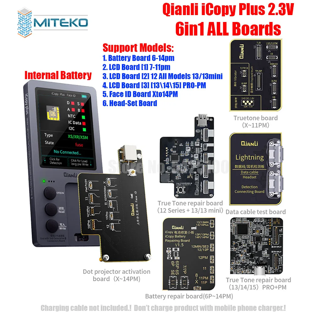 Qianli iCopy Plus 2.3v 2026 배터리 테스트 보드 (7, 8, 8P, X, XR, XS, XSMAX, 11PM, 12 LCD..