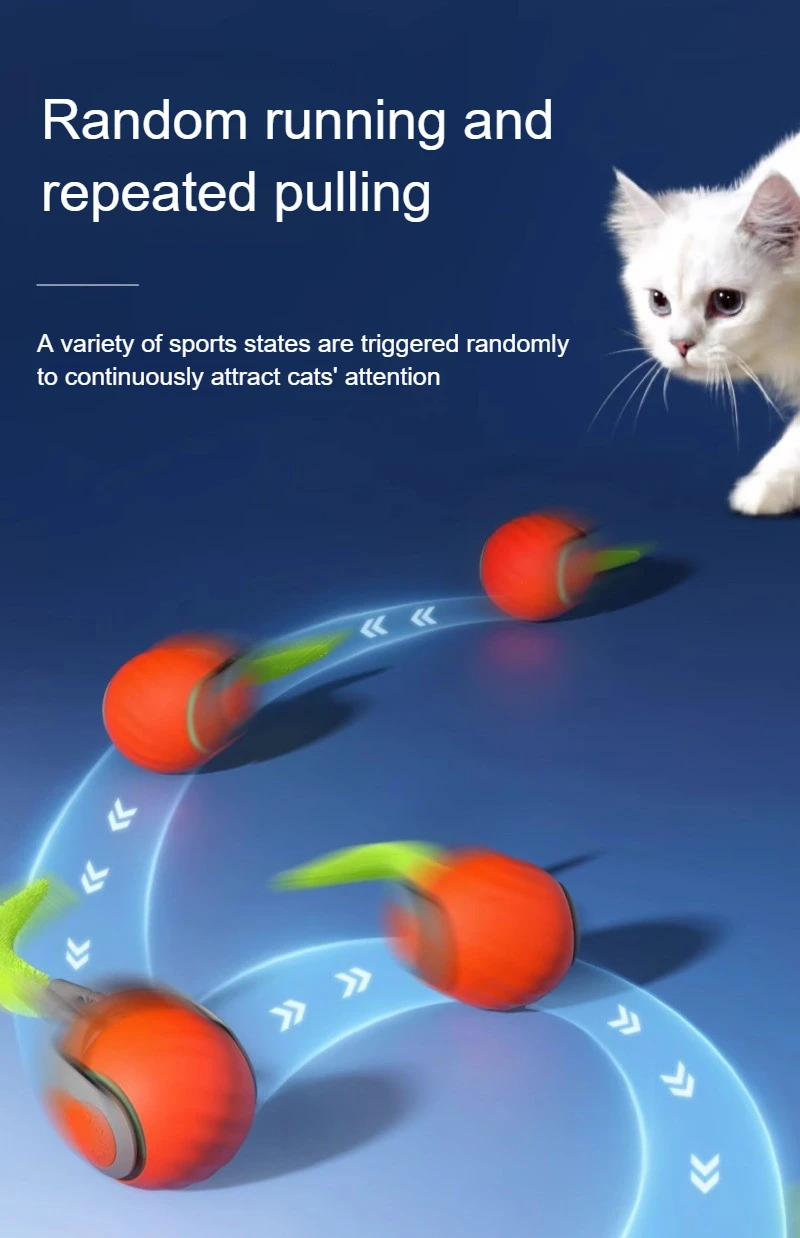 Interactive Rolling Cat Toy with Faux Tail Image 3