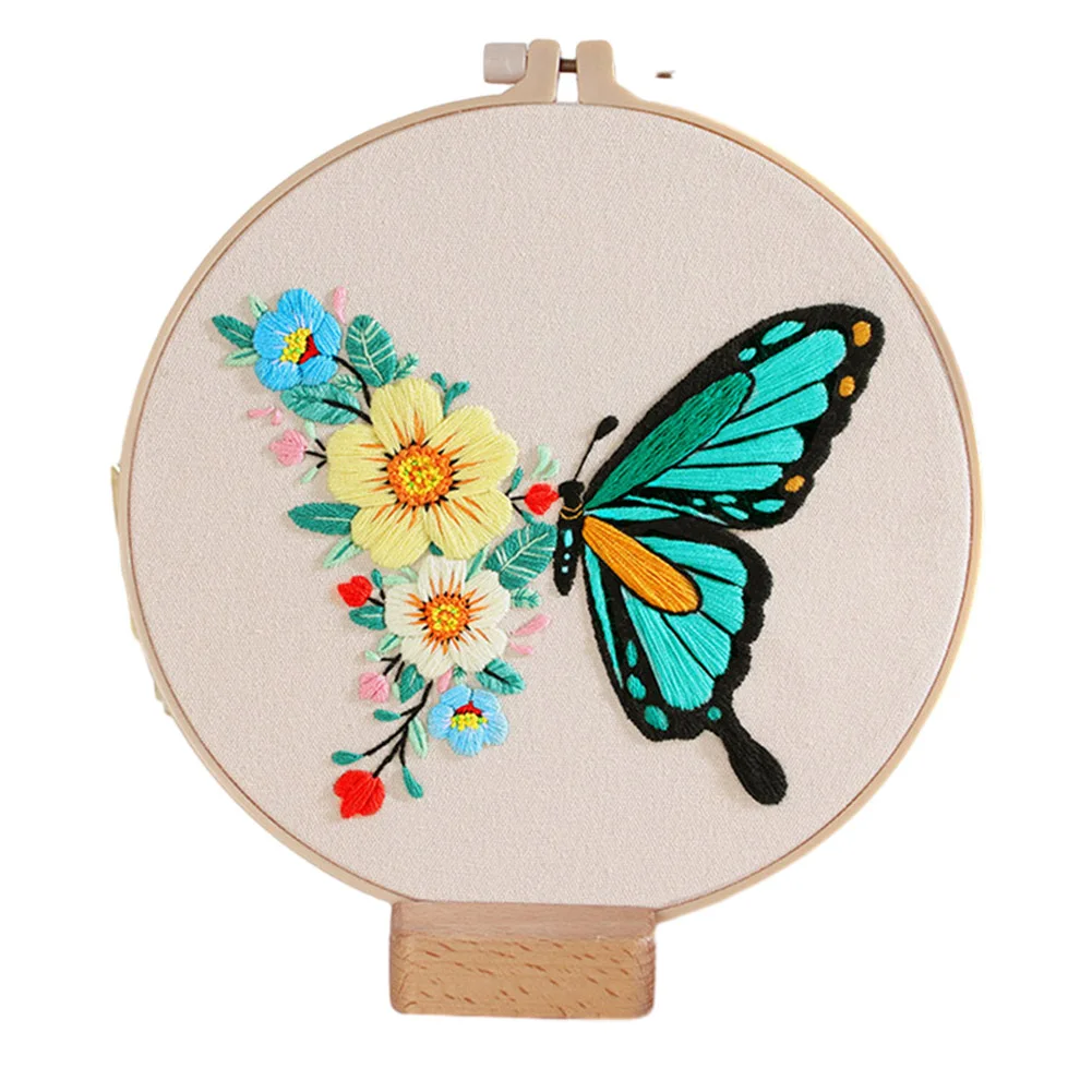 Diy Embroidery Kit For Beginners Adults Handmade Embroidery Set With Butterfly Patterns Hoop Cross Stitch Needlework Crafts