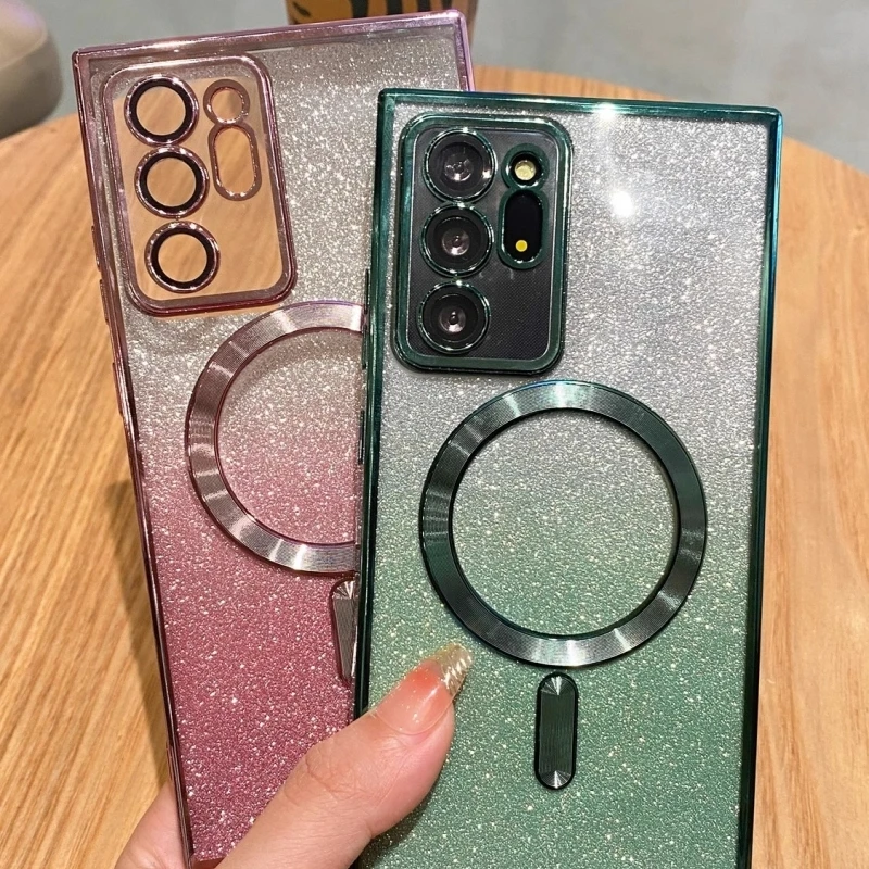 Étui magnétique à paillettes pour Samsung Galaxy S24, S21, S22, S23, S20, note 20 Plus Ultra, S20FE, S21FE, S23FE, Magsafe, sans fil_voghion.com
