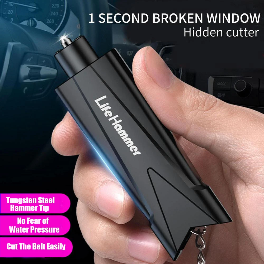Car Emergency Hammer Safety Escape Rescue Window Glass Breaker Seat Belt Cutter Portable Keychain Tools