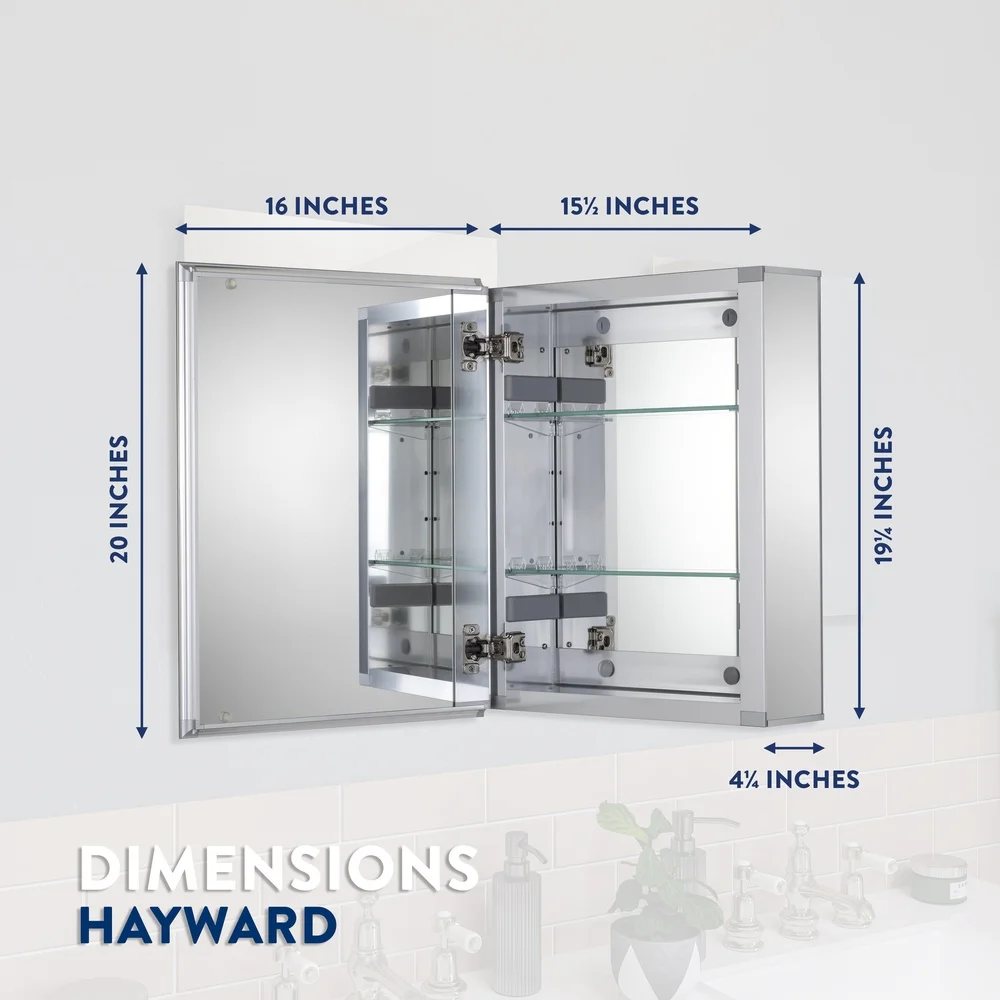 Aluminum Mirror Medicine Cabinet Close Hinge Recessed Storage Cabinet