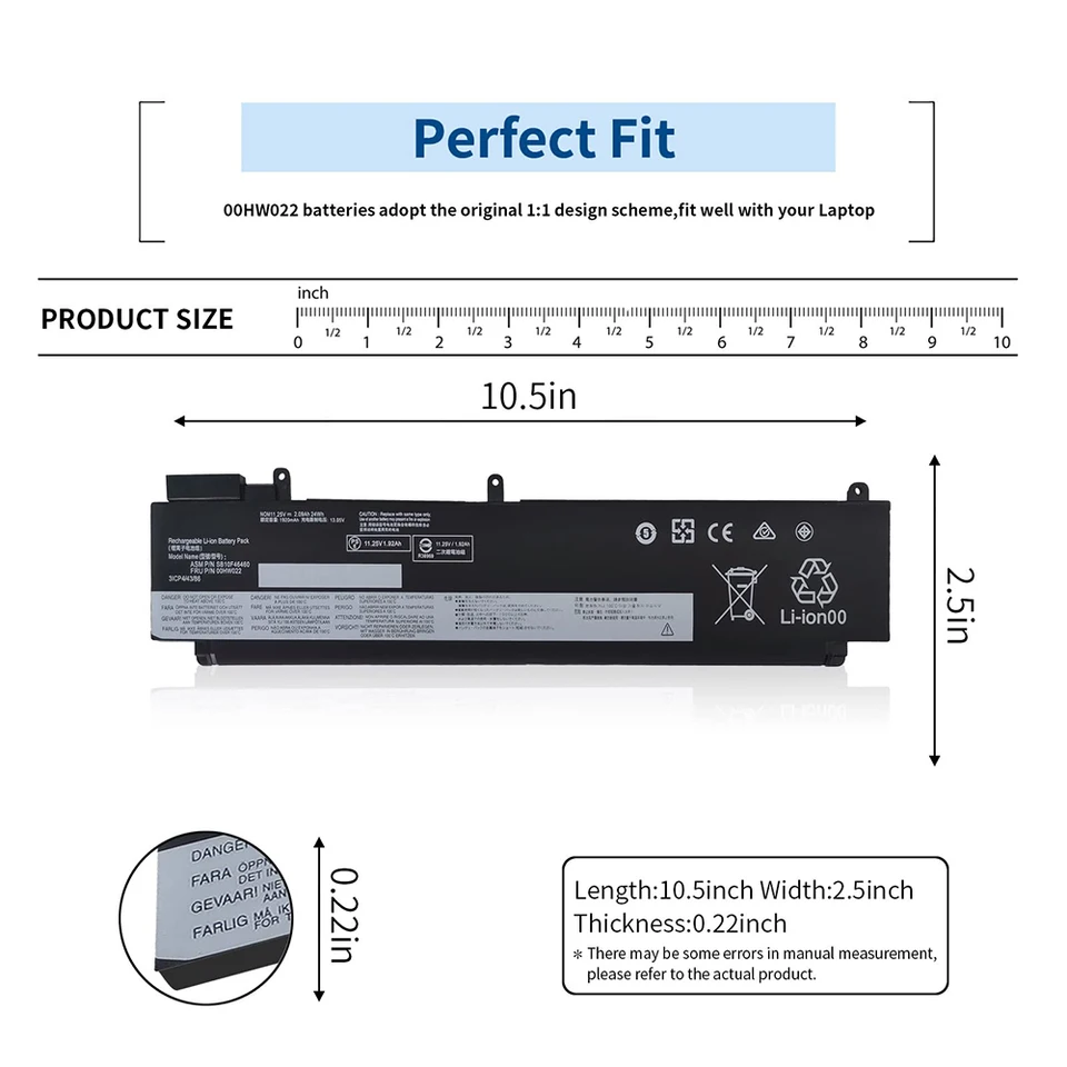 Batteria ASUNCELL 11,25V 24Wh 00HW022 Per Lenovo ThinkPad T460S/T470S – Ricambio Ioni Di Litio