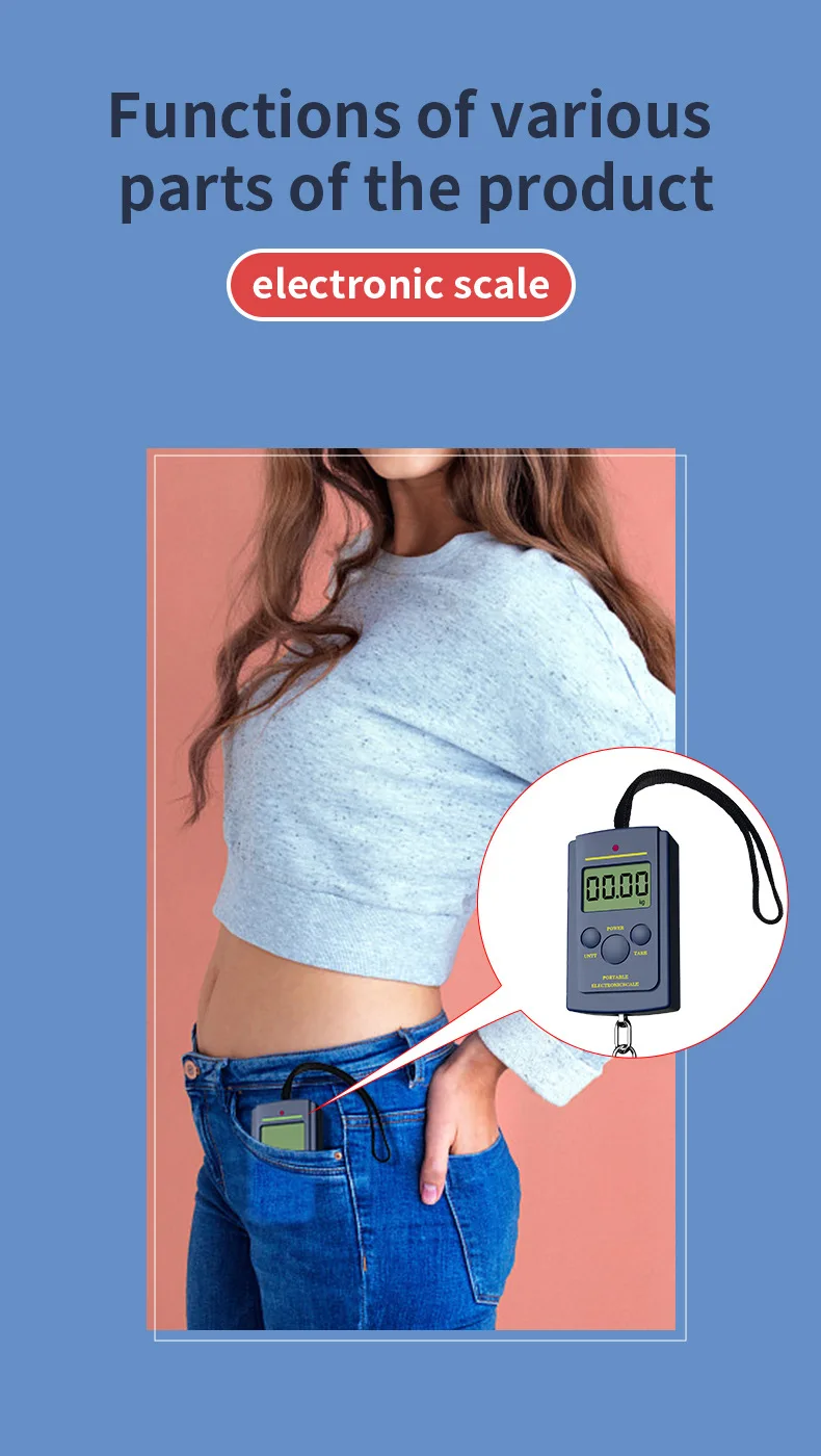 Description Picture 3 of item40kg x 10g Mini Digital Scale for Fishing Luggage Travel Weighting Steelyard Hanging Electronic Hook Scale, Kitchen Weight Tool