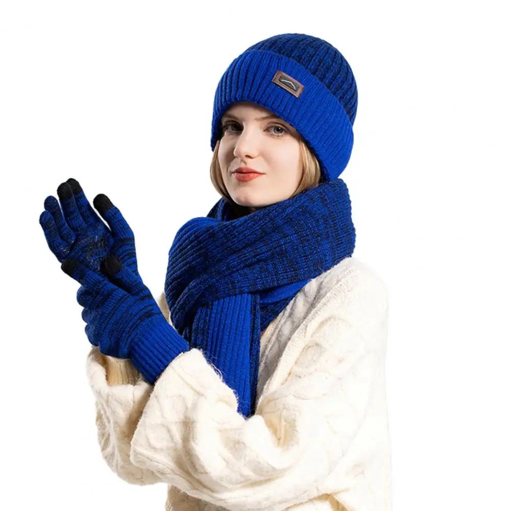 

Long Knitted Scarf Winter Beanie Hat Ultra-thick Fleece Lining Winter Warm Long Scarf Gloves Set for Women Super Soft Windproof