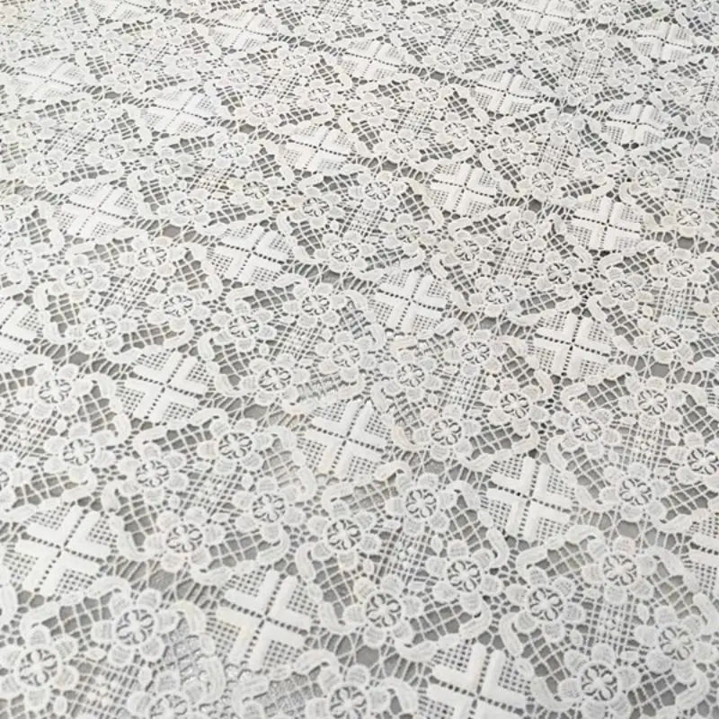 흰색 꽃 guipure 레이스 인스 여름 코튼 스커트 의류 원피스 원단, DIY 여성 자수 레이스, 사각형 모양 디자인 