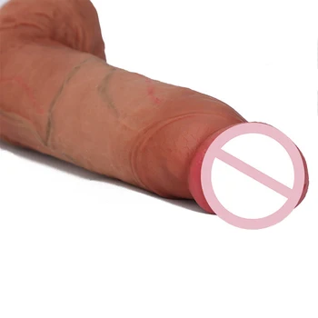 Real Skin Dildo Double Layer Penis Sexy Dick Suction Cup Sex Toy Woman Gspot Stimulator Soft Silicone Adult Cum Dilldo Realistic 4