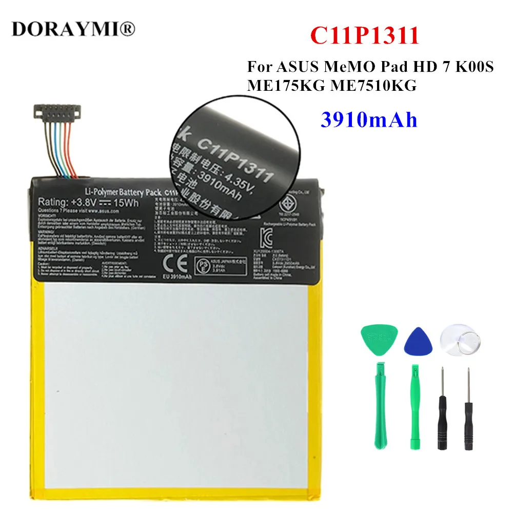 Оригинальный аккумулятор C11P1311 3910 мАч для планшета ASUS MeMO Pad HD 7 K00S ME175KG ME7510KG, сменные батареи для двух SIM-карт HD7