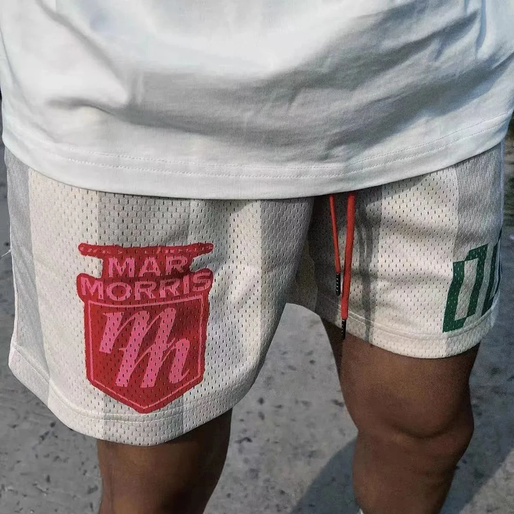 Men's Summer American Street Casual Straight Shorts Striped Hiphop Fashion Loose Y2K Sports Breathable Quick-drying Shorts