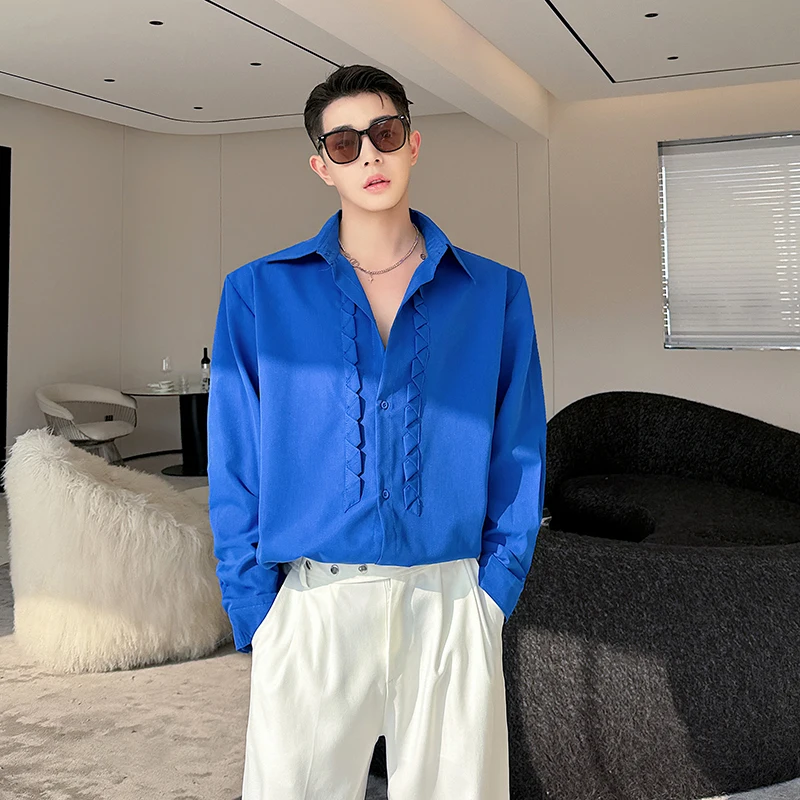 Fashion Minimalist White Shirts Men's High-End Solid Color Loose Comfort Long Sleeves Solid Color Single-Breasted Shirt Coats