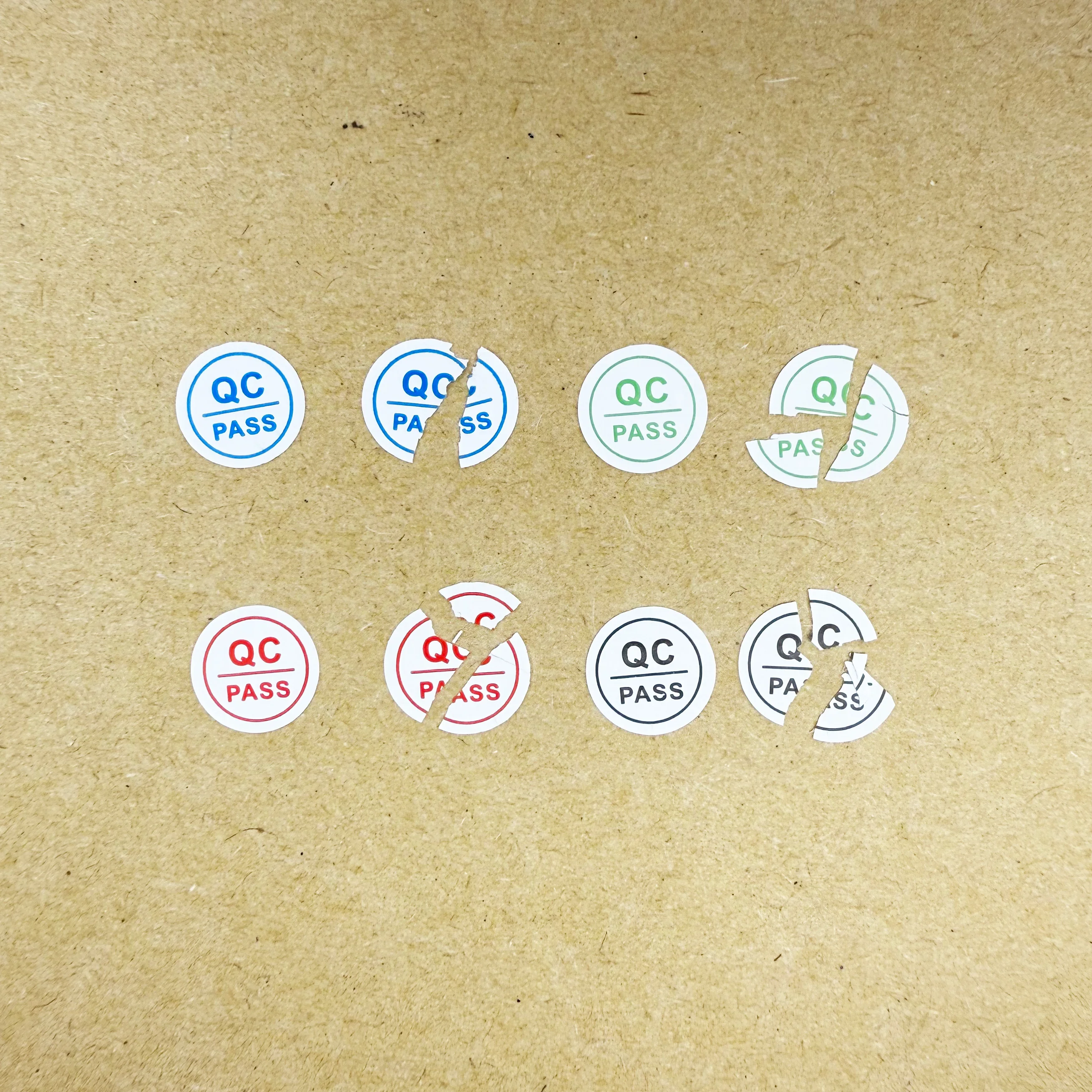 400pcs QC PASS 깨지기 쉬운 종이 씰 스티커 8mm 라운드 티어 무효 보증 라벨 변조 방지 보안 씰 개봉 경고 라벨